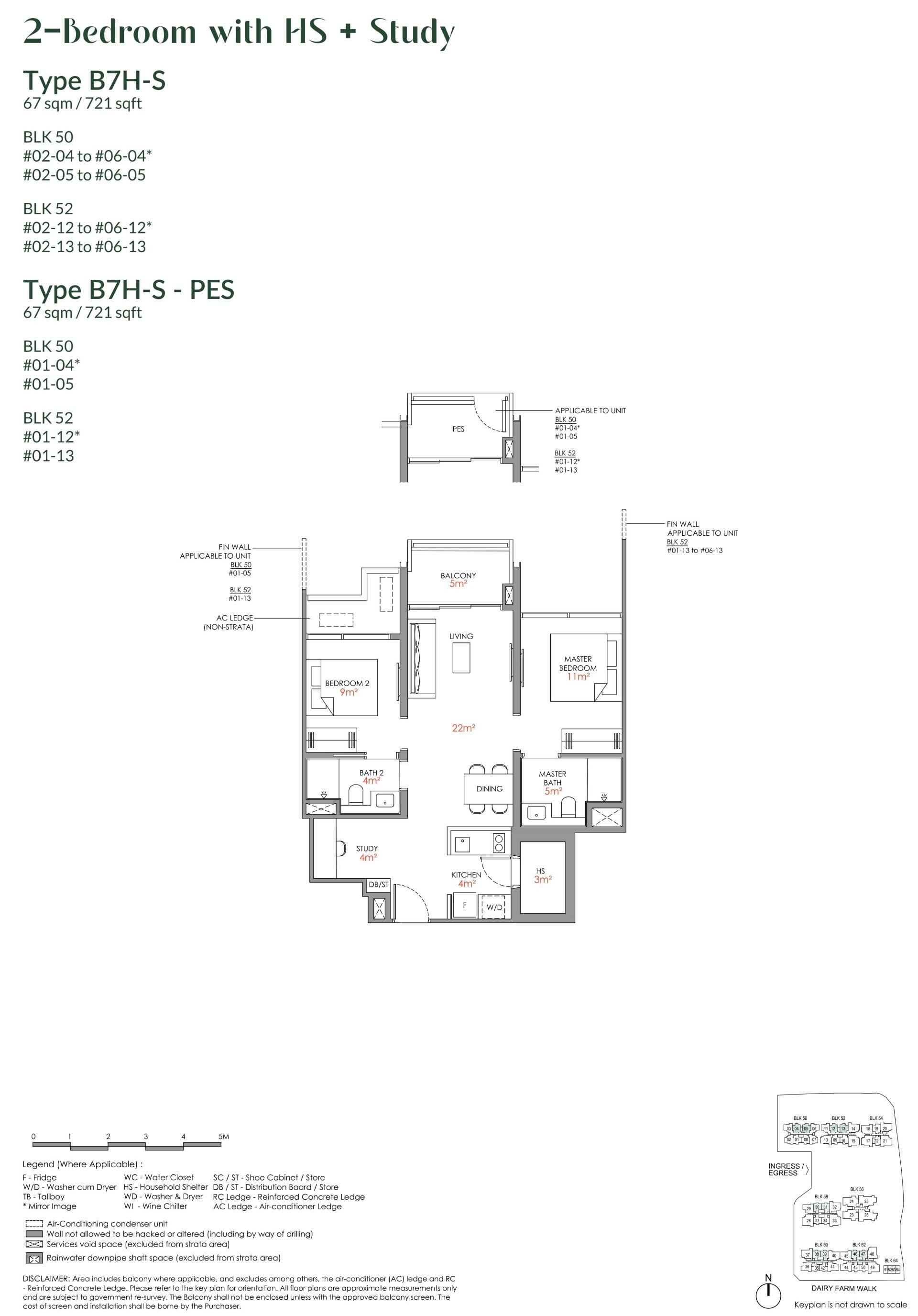 2 Bedroom + Study + Hs B7H-S